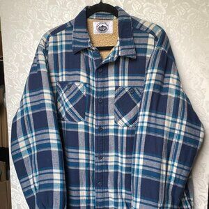 Blue Ridge By Wrangler Sherpa Lined Flannel Blue Plaid Men’s Size XL Tall XLT